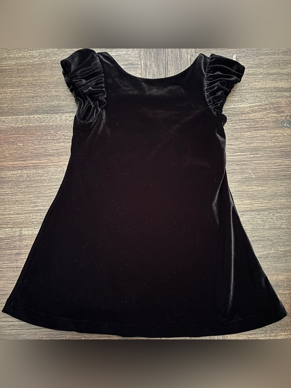 Ralph Lauren Girls Black Velvet A-Line Dress with Ruffled Cap Sleeves NWOT